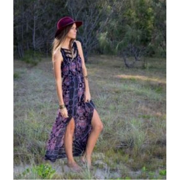 💕FREE PEOPLE💕 Moroccan Printed Maxi Dress ~ Boho Chic Festival Size 6 - Picture 3 of 16